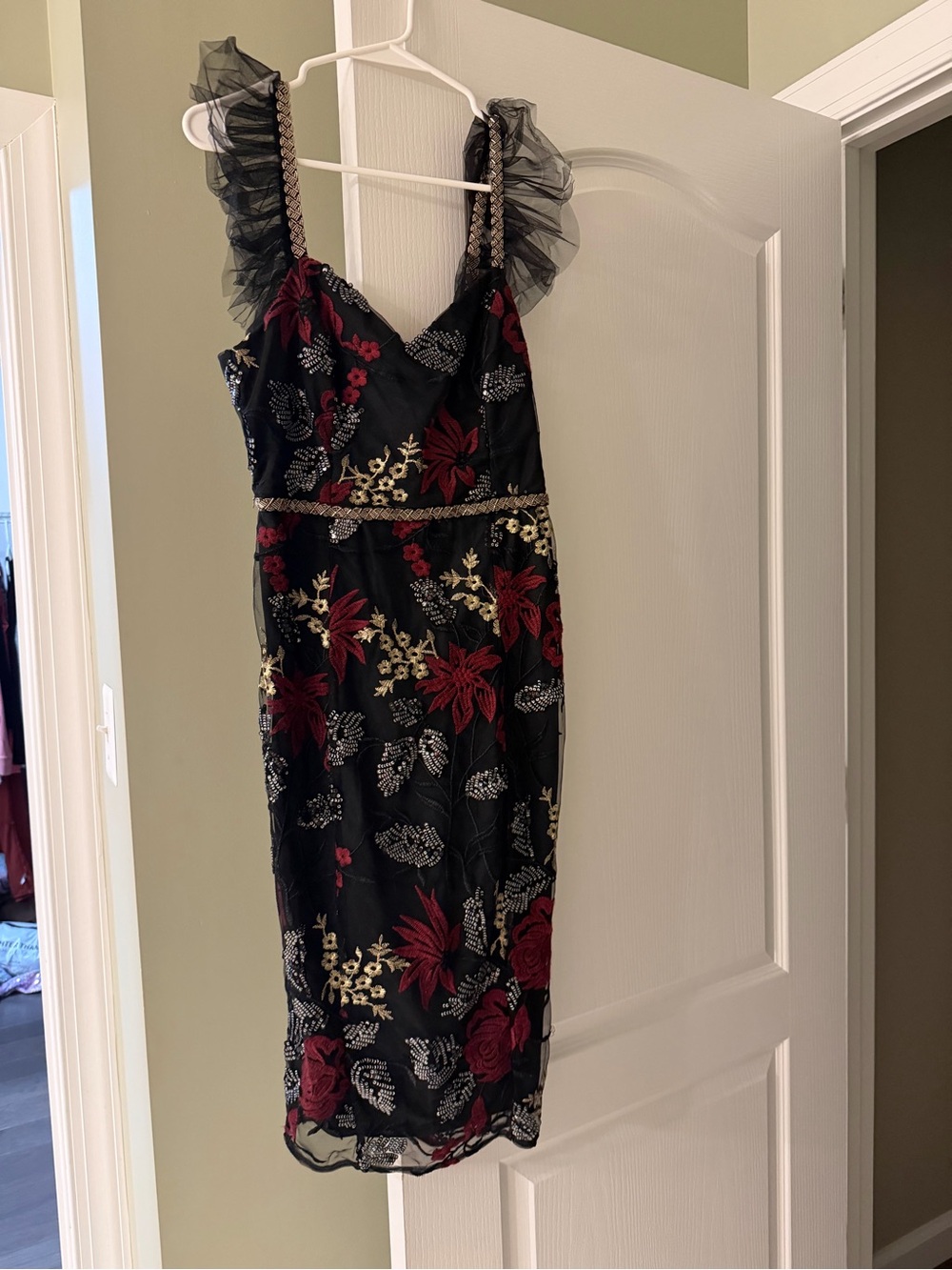 Lulu's Show Stopper Black Embroidered Sequin Bodycon Midi Dress - Picture 4 of 6